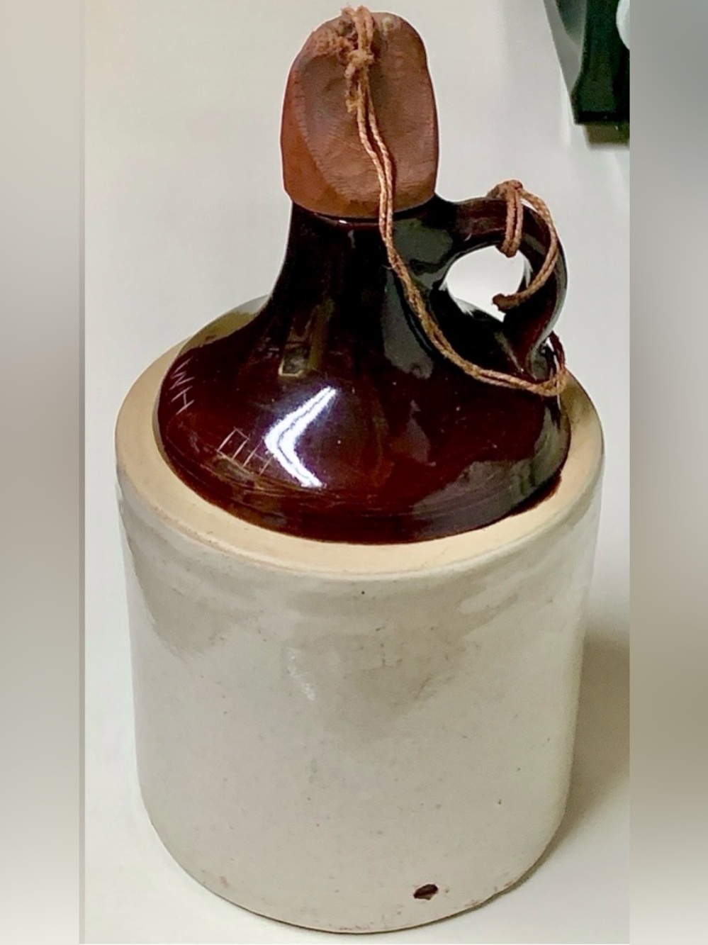 Early 20th Century Glazed Ceramic Pottery Primitive Illicit Moonshine Bottle